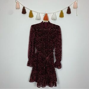 Alex Marie Skyler Burgundy Gold Burnout Velvet Dress Size 4
